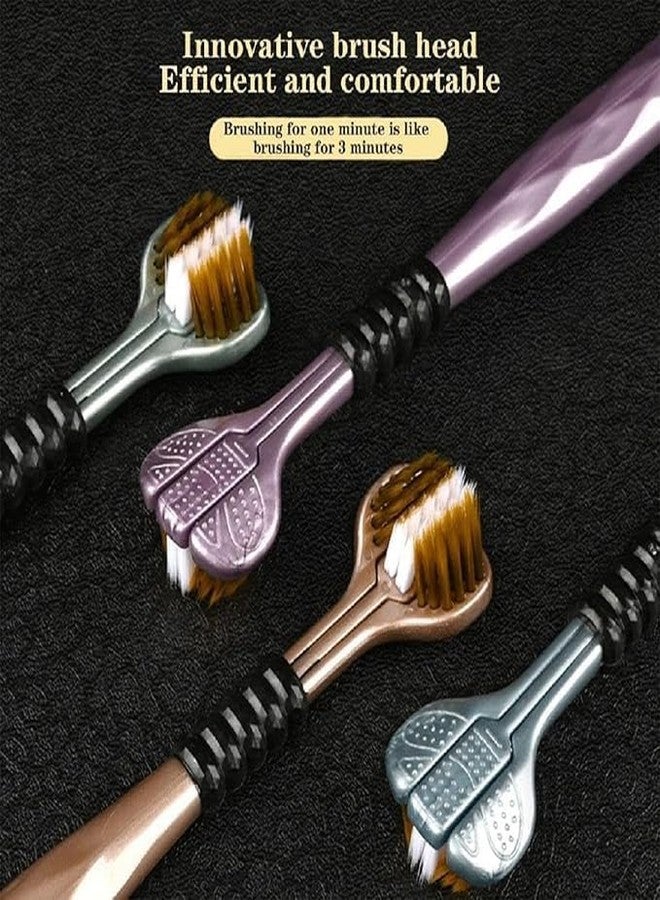 ERITIN 3-Sided Toothbrush Ultra Soft Bristles for Deep Cleaning,Triple Action Manual Toothbrush | Triple Head Design for 360° Cleaning | Eco-Friendly & Gentle on Gums (Pack of 4) - Image 5